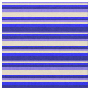 Medium Slate Blue, Tan, Blue, and Dark Blue Lines Fabric
