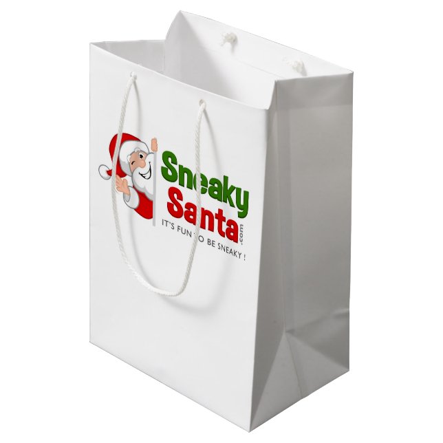 Medium Sneaky Santa Gift Bag (Front Angled)