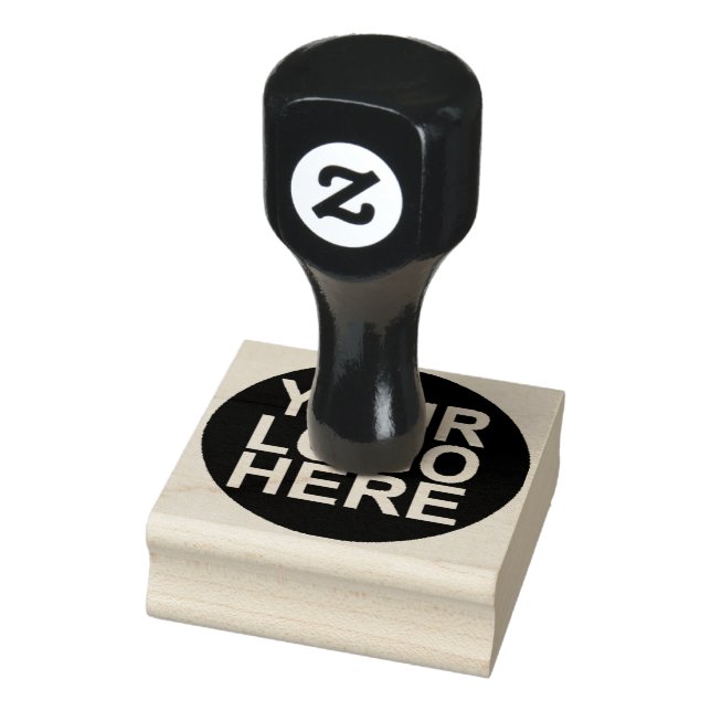 Medium Square & Round Wood Handle Logo Rubber Stamp (Stamp)