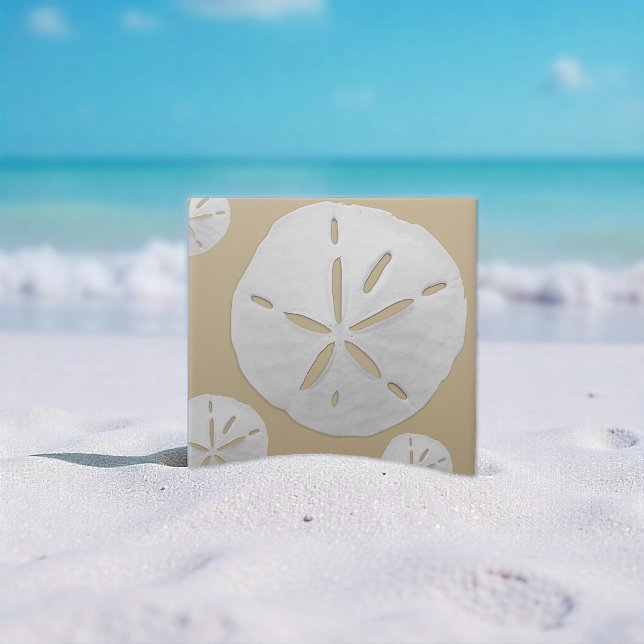 Medium Tan & White Tropical Beach Sand Dollar Tile (Creator Uploaded)