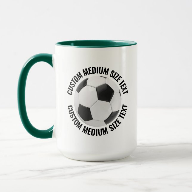 Medium Text HUNTER GREEN Combo 15oz Custom Soccer Mug (Left)