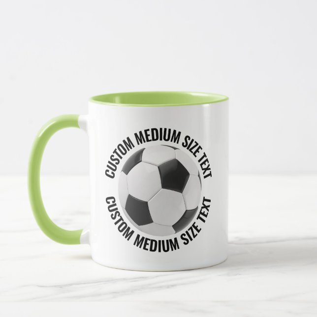 Medium Text LIME GREEN Combo 11oz Custom Soccer Mug (Left)