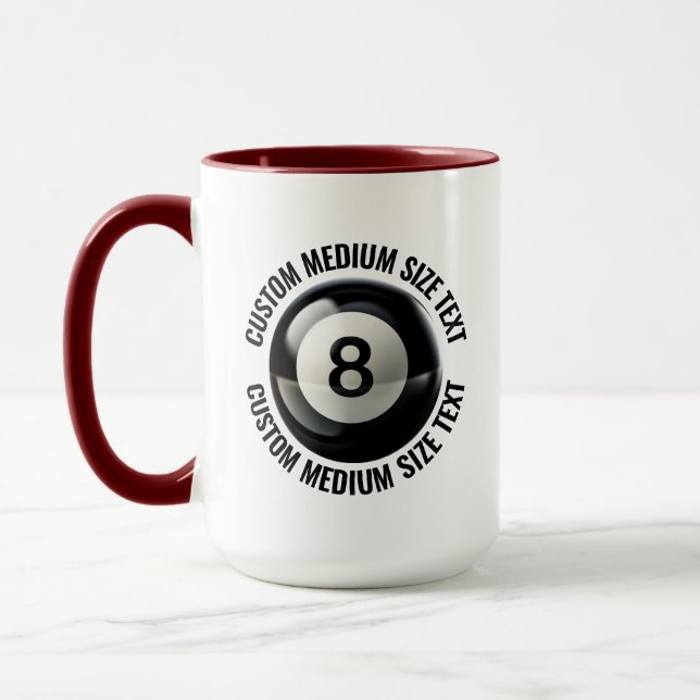 Medium Text MAROON Combo 15oz Custom 8 Ball Mug (Left)
