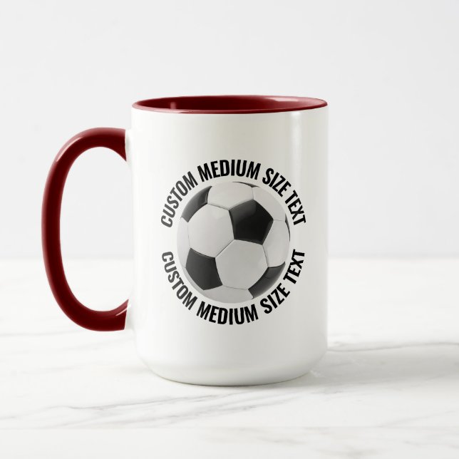 Medium Text MAROON Combo 15oz Custom Soccer Mug (Left)