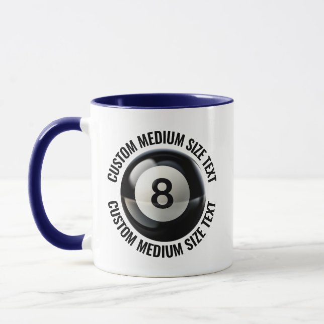 Medium Text NAVY BLUE Combo 11oz Custom 8 Ball Mug (Left)
