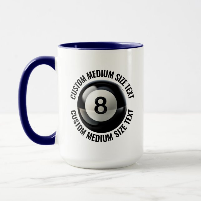 Medium Text NAVY BLUE Combo 15oz Custom 8 Ball Mug (Left)