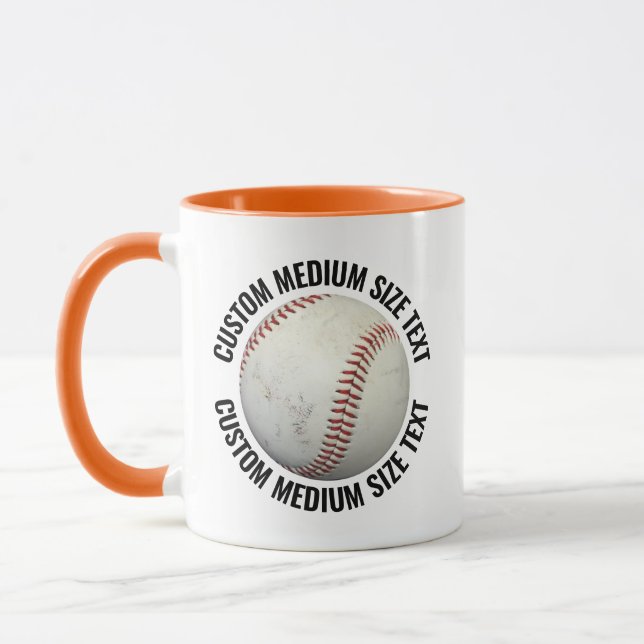 Medium Text ORANGE Combo 11oz Custom Baseball Mug (Left)