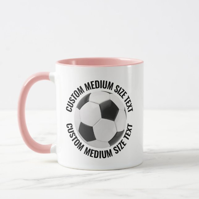Medium Text PINK Combo 11oz Custom Soccer Mug (Left)