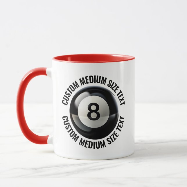 Medium Text RED Combo 11oz Custom 8 Ball Mug (Left)