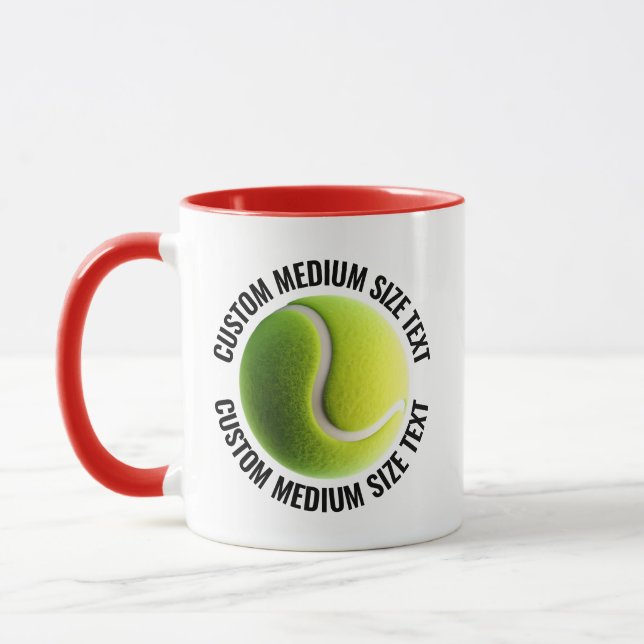 Medium Text RED Combo 11oz Custom Tennis Mug (Left)