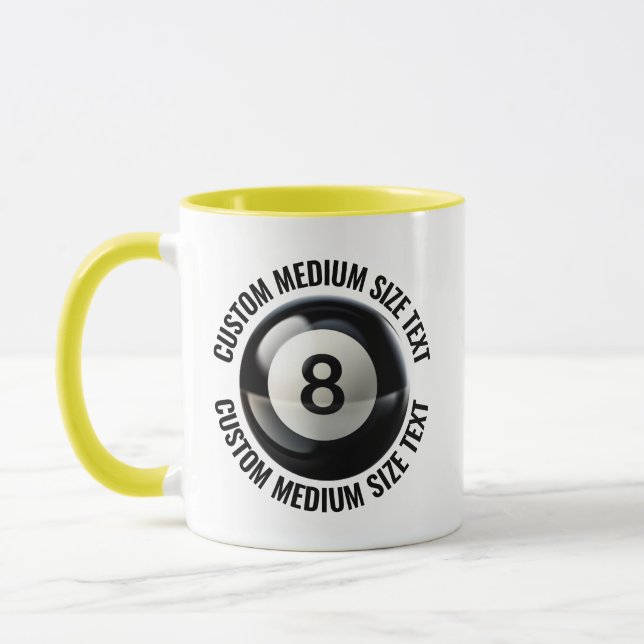 Medium Text YELLOW Combo 11oz Custom 8 Ball Mug (Left)