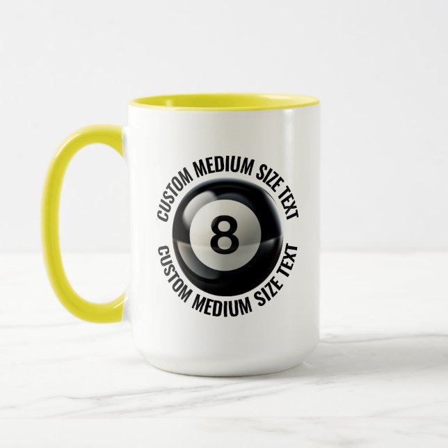 Medium Text YELLOW Combo 15oz Custom 8 Ball Mug (Left)