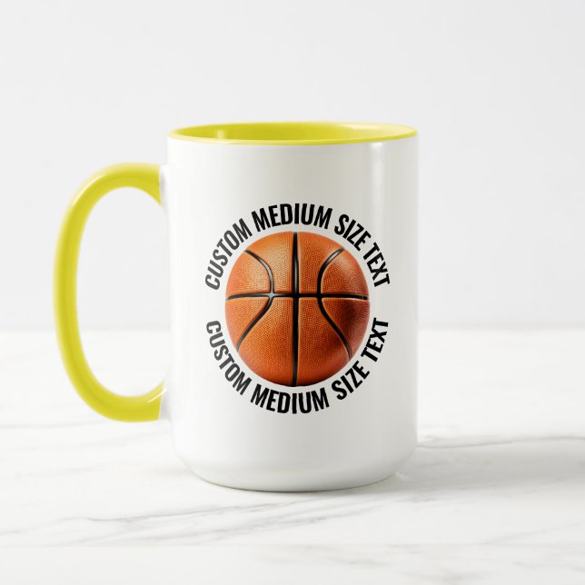 Medium Text YELLOW Combo 15oz Custom Basketball Mug (Left)