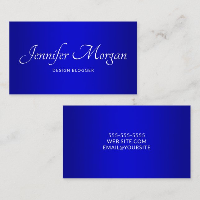 Medium to Dark Blue Elegant Ombre Business Card (Front/Back)