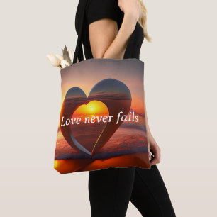 Medium Tote Bag Love Never Fails Custom Text