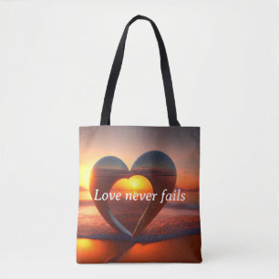 Medium Tote Bag Love Never Fails Custom Text