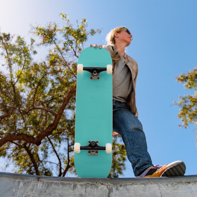 Medium Turquoise Solid Colour Background Skateboard (Outdoor 1)