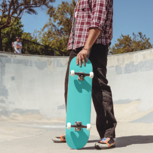 Medium Turquoise Solid Colour Background Skateboard