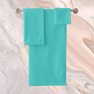 Medium Turquoise Solid Colour Bath Towel Set