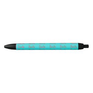 Medium Turquoise Solid Colour Black Ink Pen