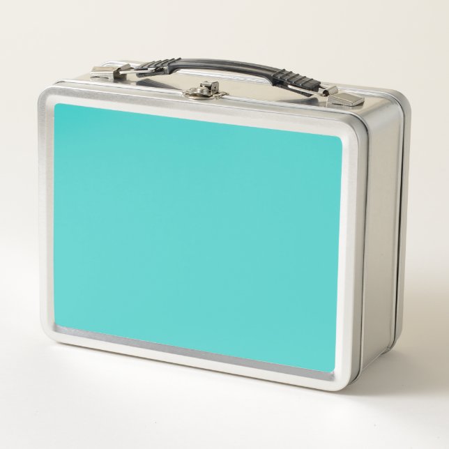 Medium Turquoise Solid Colour Metal Lunch Box (Front)
