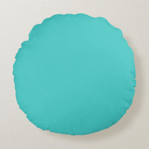 Medium Turquoise Solid Colour Round Cushion