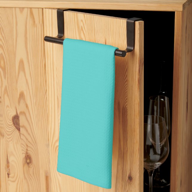 Medium Turquoise Solid Colour Tea Towel (Thirds Fold)