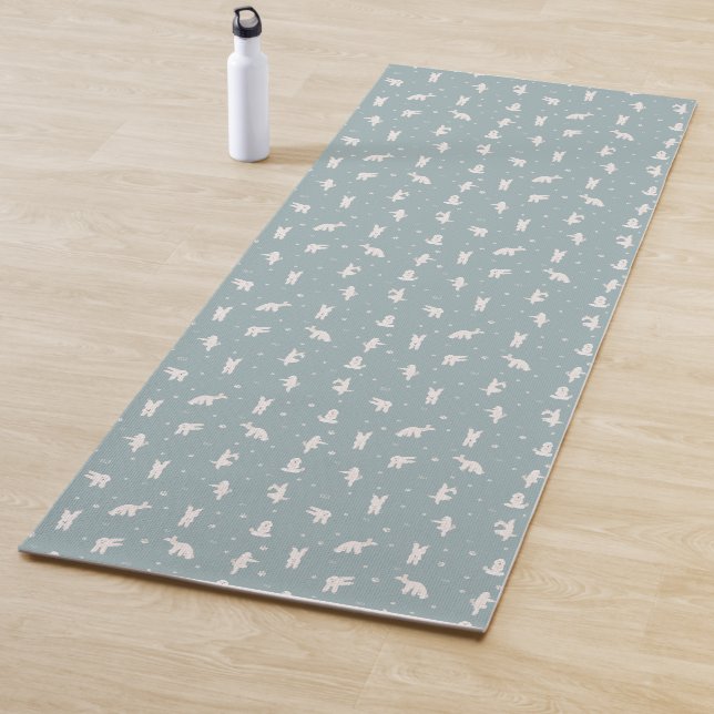 Medium white poodle dog Yoga Mat (In Situ)