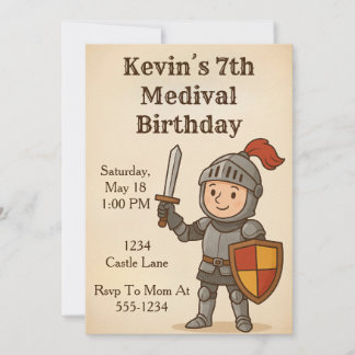 Medival Knight Birthday Invitation