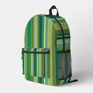 Medley of Green Warm Cool Stripes Printed Backpack