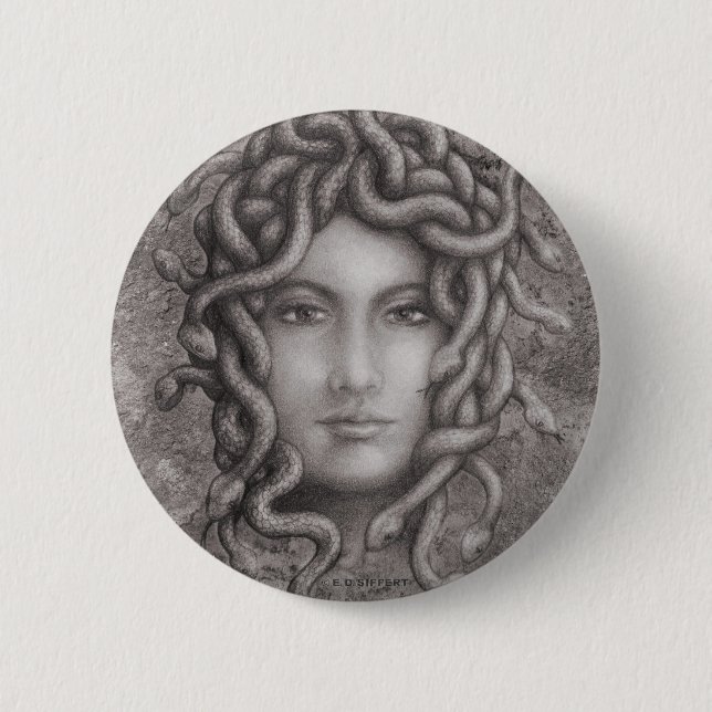 Medusa 6 Cm Round Badge (Front)