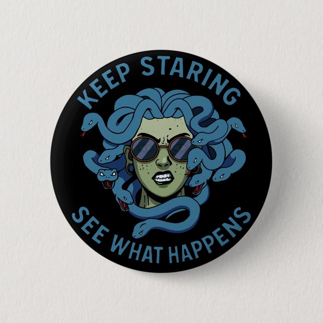 Medusa 6 Cm Round Badge (Front)