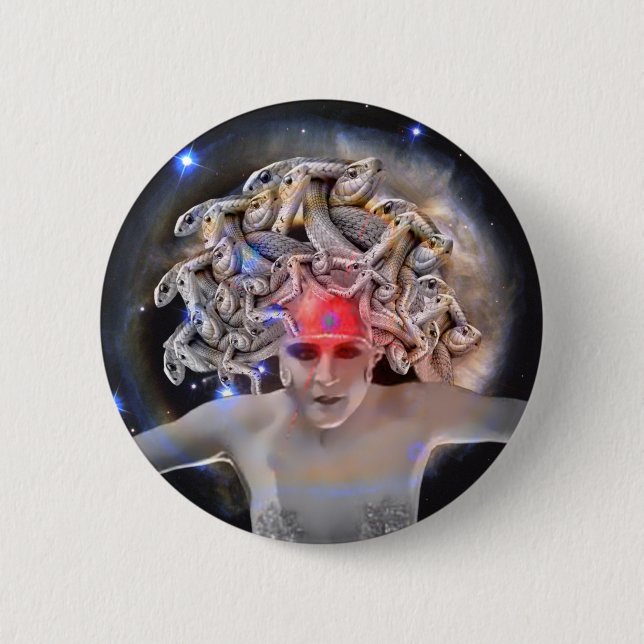 Medusa 6 Cm Round Badge (Front)