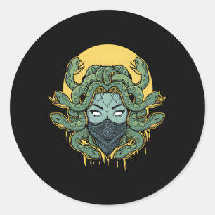 Medusa Abstract Snakes Greek Mythology Gangster Classic Round Sticker