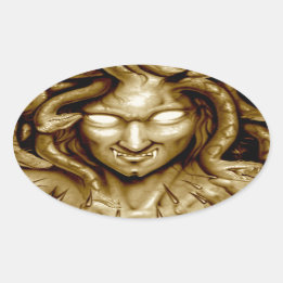MEDUSA Airbrush Art Original Oval Sticker