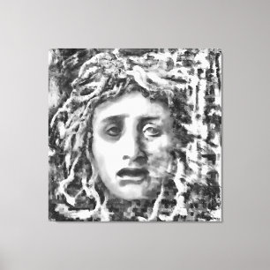 Medusa Ancient Goddess Portrait In Grey Canvas Print