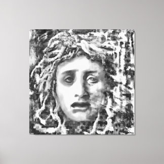 Medusa Ancient Goddess Portrait In Grey Canvas Print