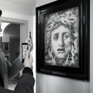 Medusa Ancient Goddess Portrait In Grey Poster