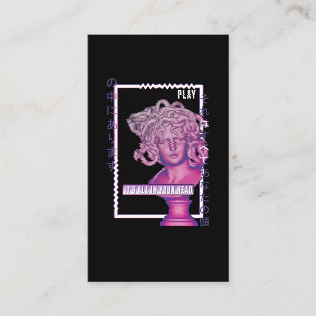 Medusa Ancient Greek Statue Glitch Vaporwave Business Card (Front)