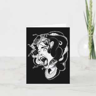 Medusa Blackwork Tattoo Flash  Card