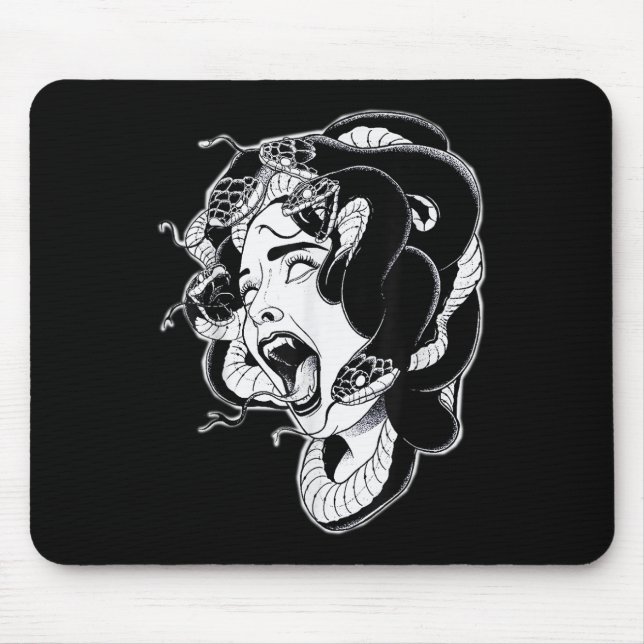 Medusa Blackwork Tattoo Flash  Mouse Mat (Front)