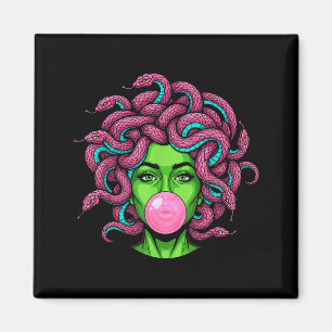 Medusa Blowing Bubblegum P Art Mythology Design Magnet