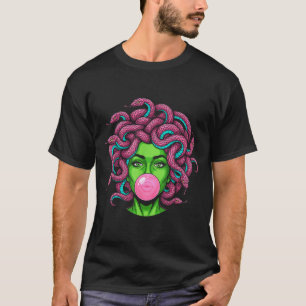 Medusa Blowing Bubblegum P Art Mythology Design T-Shirt