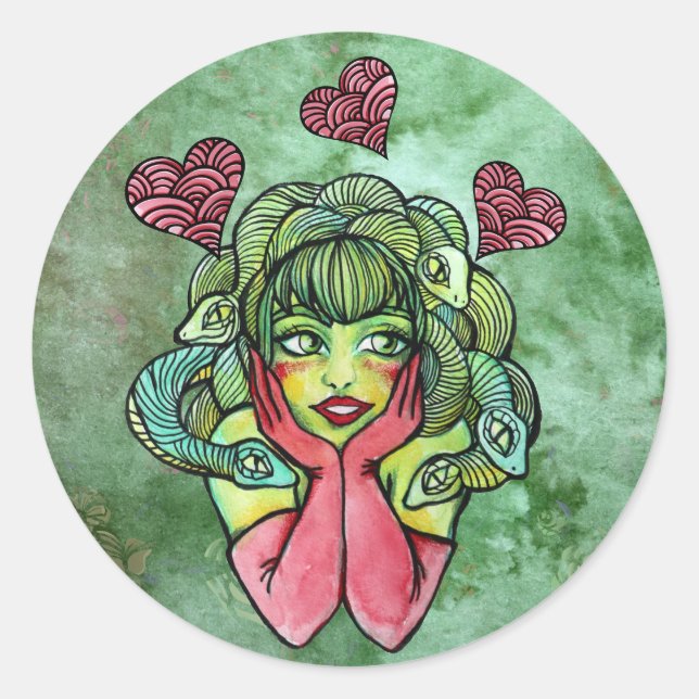 Medusa                                             classic round sticker (Front)