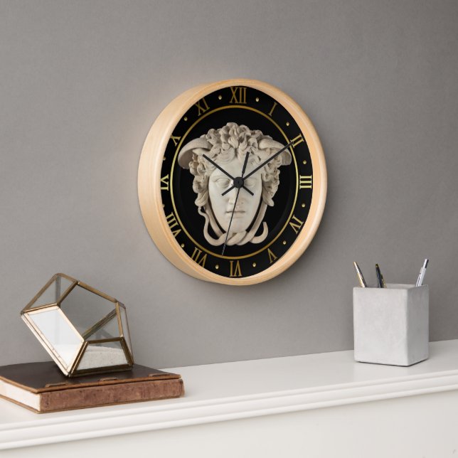 Medusa Faux Marble Gorgonian Roman Numeral Clock (Office)