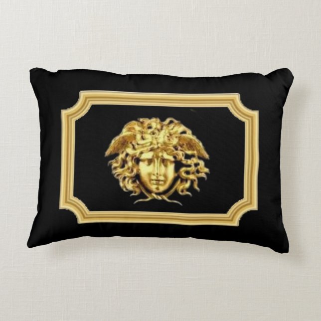 Medusa Golden Roman Designer Decorative Cushion (Back)