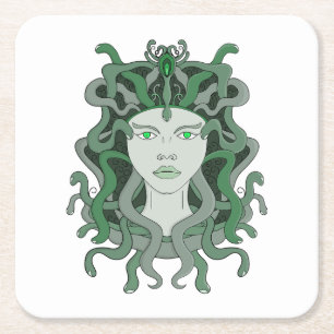 Medusa Gorgo Snake Gorgon Monster Greek Mythology Square Paper Coaster