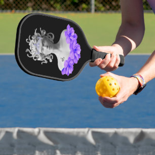 Medusa Gorgon Greek Mythology Purple Floral Pickleball Paddle
