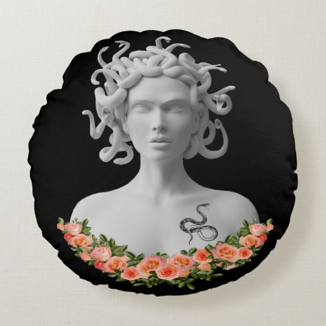 Medusa Gorgon Greek Mythology Round Cushion (Front)
