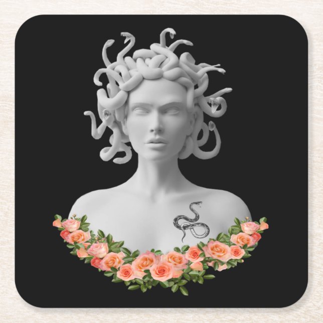 Medusa Gorgon Greek Mythology Square Paper Coaster (Front)